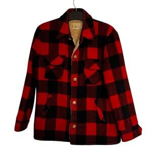 Cresco 50s Men's M Buffalo Plaid Sherpa Lined Mackinaw Coat Cruiser Distressed